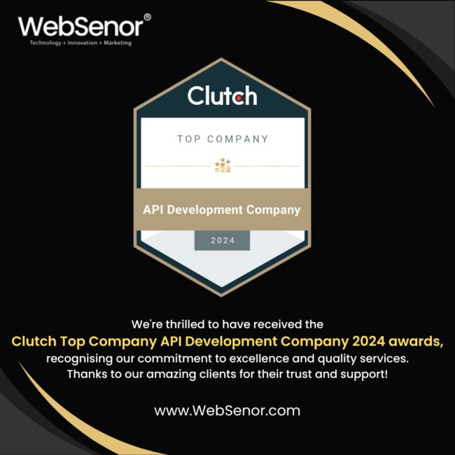 Post of Clutch award API Development company for WebSenor