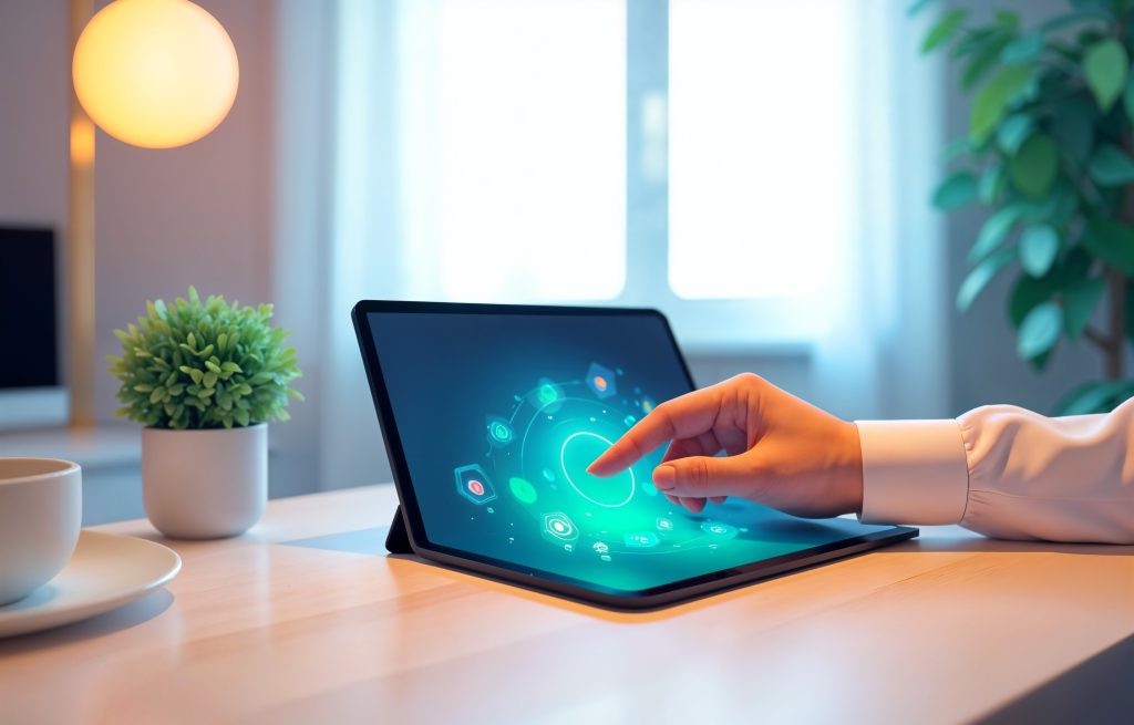 Bangalore’s Digital Revolution showcased through interactive tablet technology and modern workspace setup